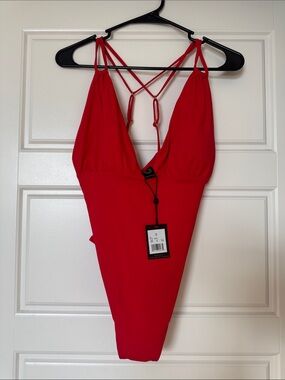 Sunlab Swim Red Strappy One-Piece Swimsuit